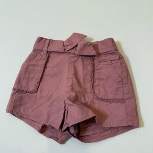 High-Waist Mauve Children’s Belted Shorts